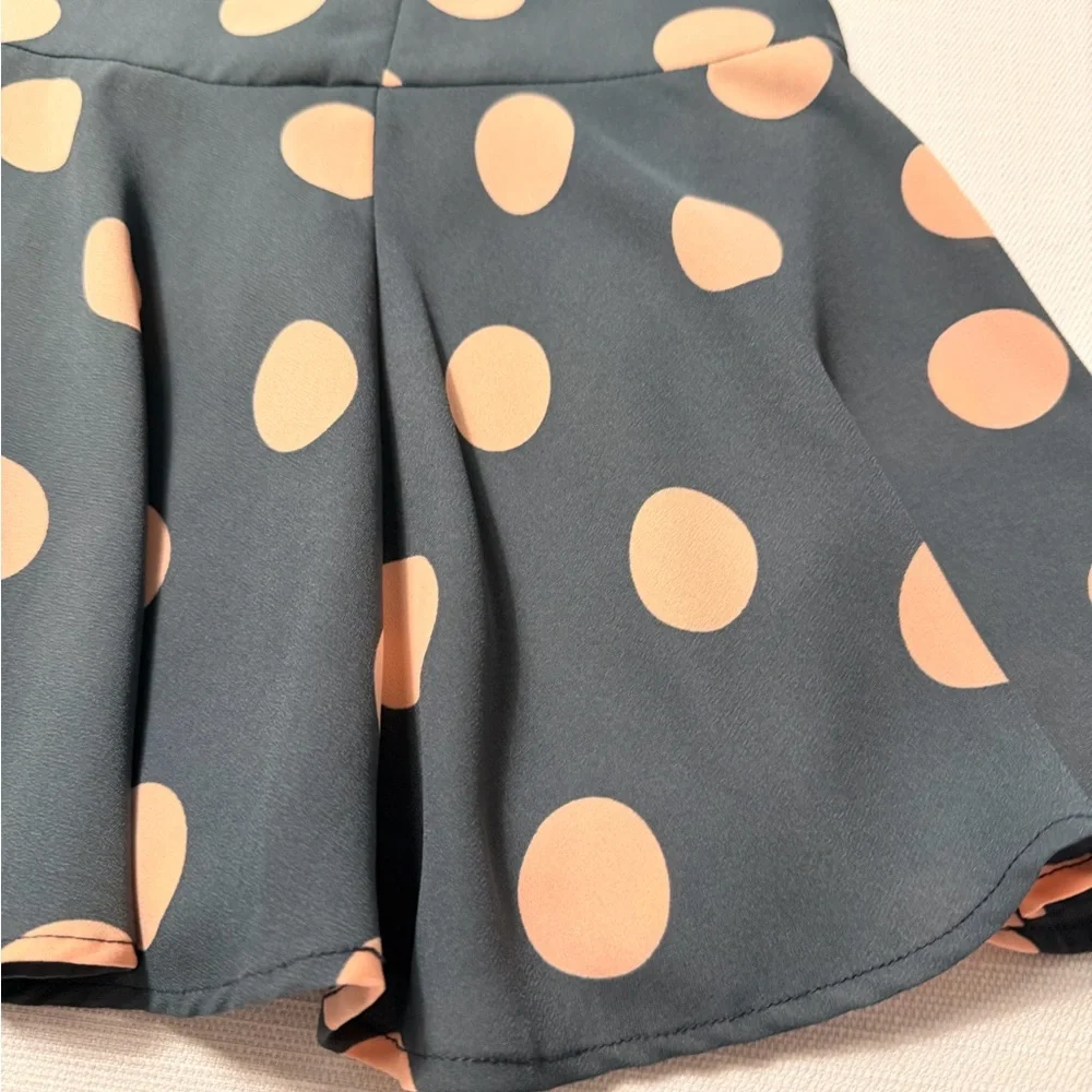 LOFT Black Dress with Pink Polka Dots and Ruffle Hem - Picture 4 of 9